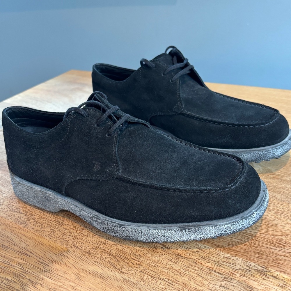 Tod's Suede Derby Shoes Mens 8.5 Quiet Luxury Italian Leather Gommino‎ Moc Toe